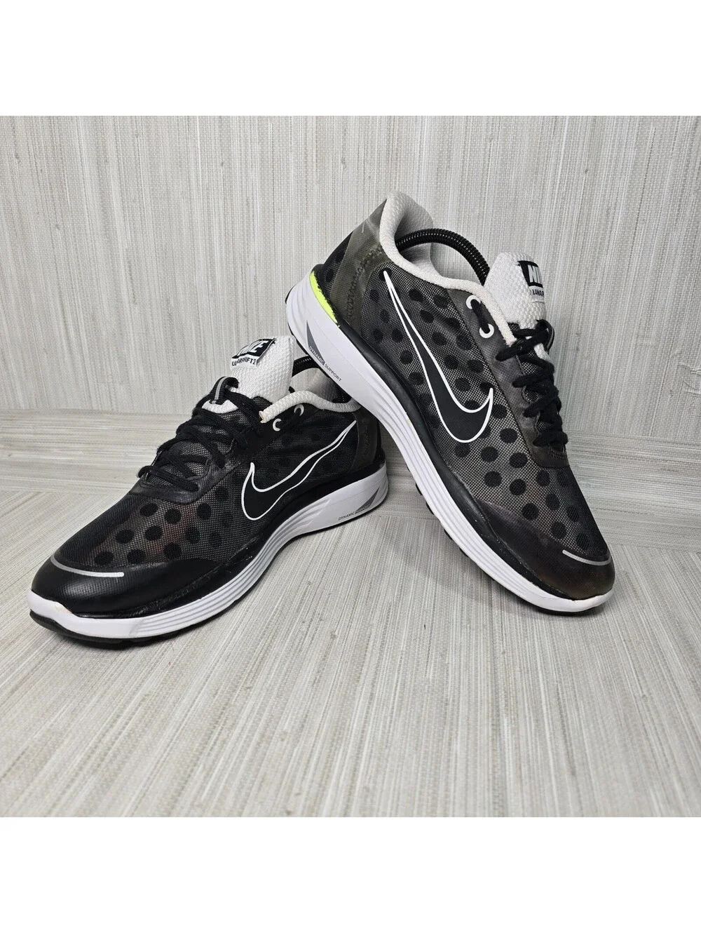 Nike LunarSwift+ 2 Polka Dot Black White Men’s 8.5 Running Shoes 443840-001